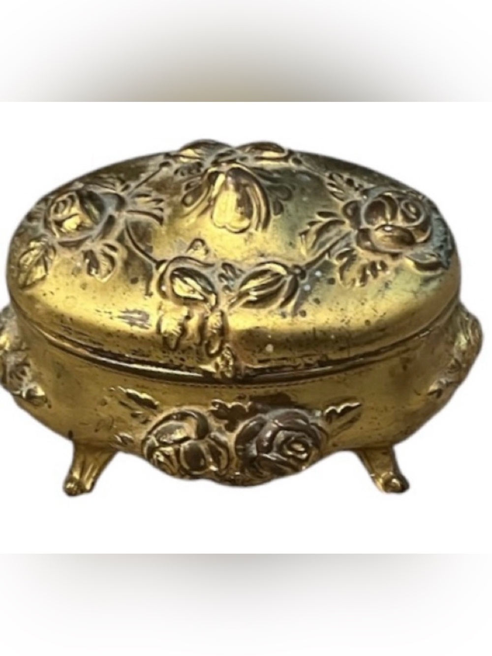 N.B. Rogers Art Nouveau Trinket Box #813 883 floral Spelter Rose Jewelry trinket